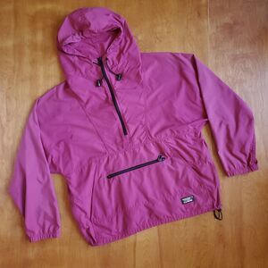 L L Bean Vintage Windbreaker Anorak Jacket Womens M Pink Magenta Hooded Pullover